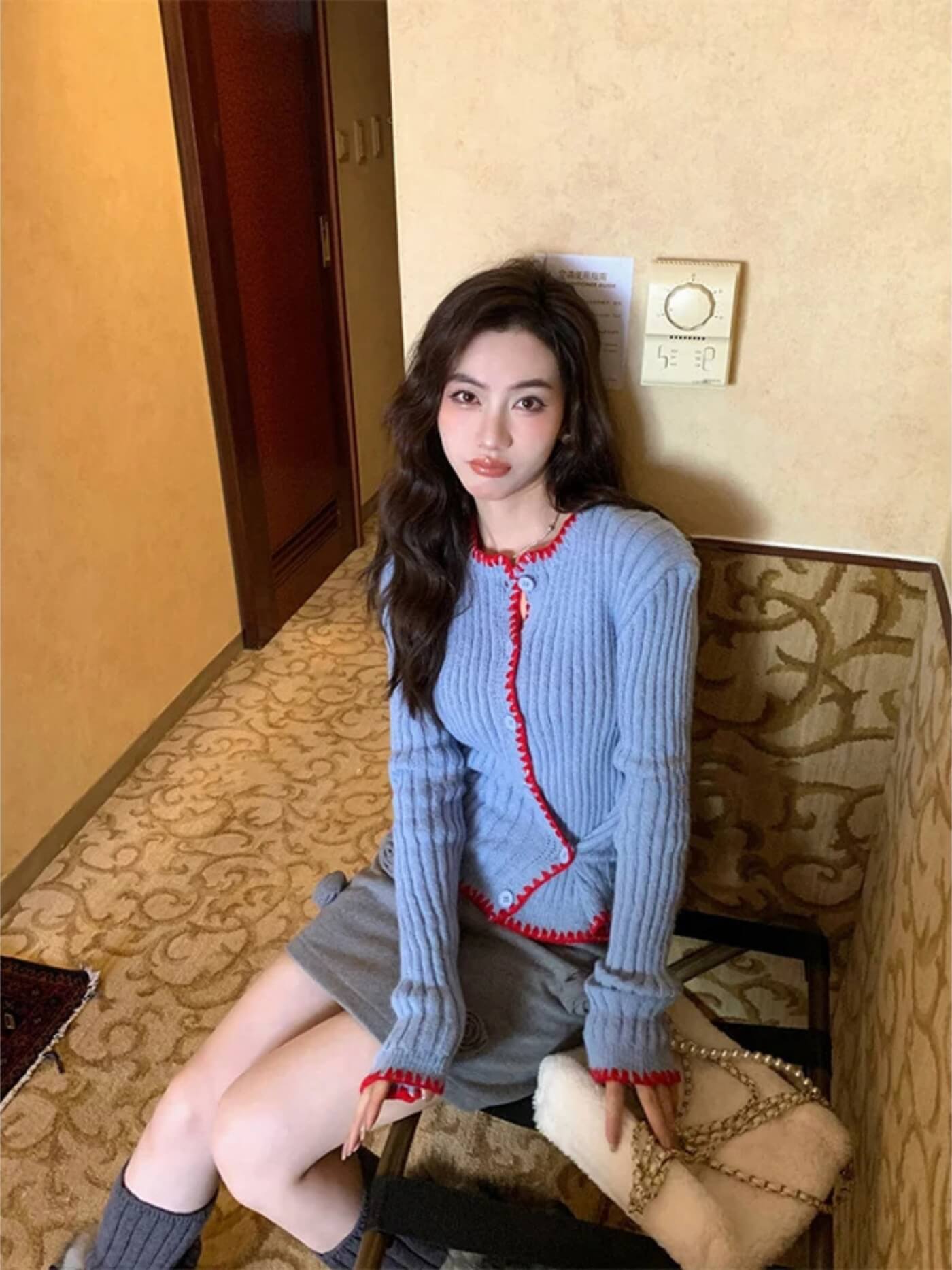 Asymmetric Trim Knit Cardigan