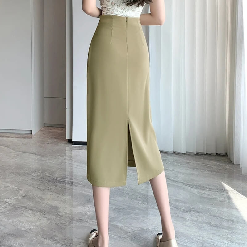 Asymmetrical Draped Midi Skirt