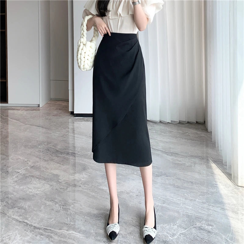 Asymmetrical Draped Midi Skirt