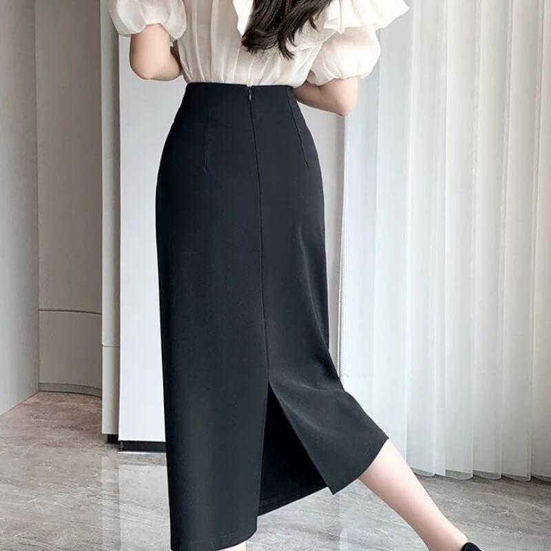 Asymmetrical Draped Midi Skirt