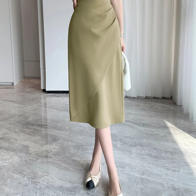 Asymmetrical Draped Midi Skirt