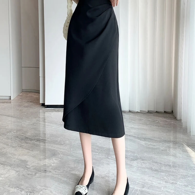 Asymmetrical Draped Midi Skirt