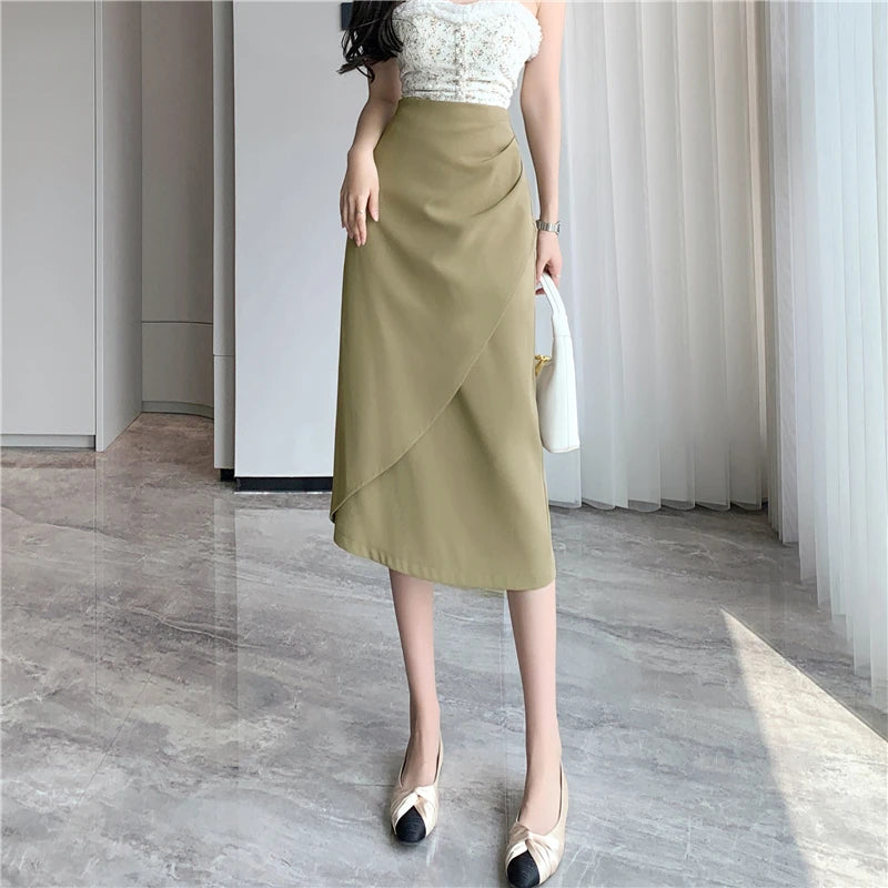 Asymmetrical Draped Midi Skirt