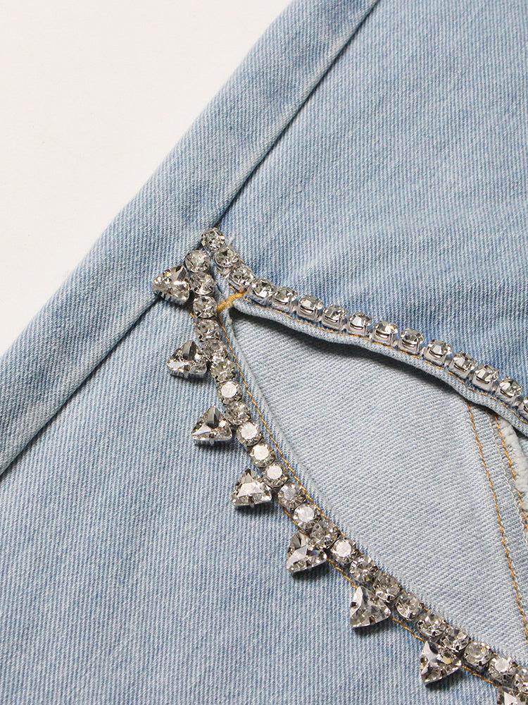 Baddie Embellished Cut-Out Jeans