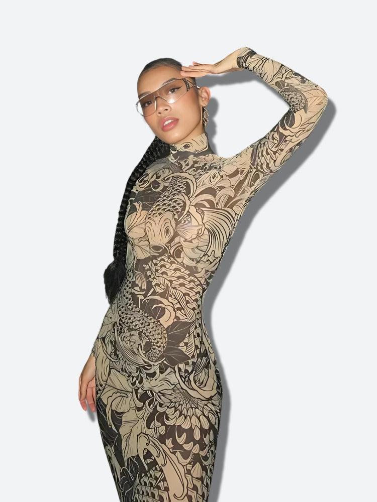 Baddie Tattoo Maxi Dress - Litlookz Studio Baddie Tattoo Maxi Dress - Litlookz Studio