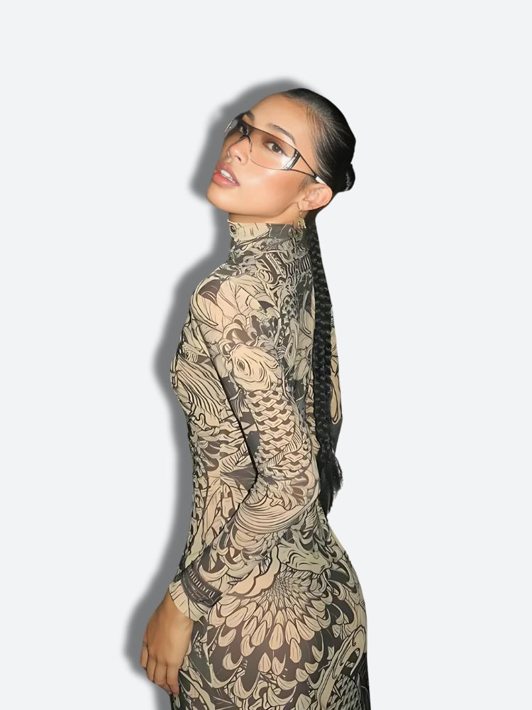 Baddie Tattoo Maxi Dress - Litlookz Studio Baddie Tattoo Maxi Dress - Litlookz Studio