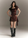 Balloon Sleeve Ruched Mini Dress