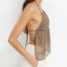 Beaded Chiffon Backless Top