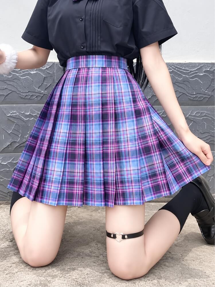 Berry Pleated Mini Skirt