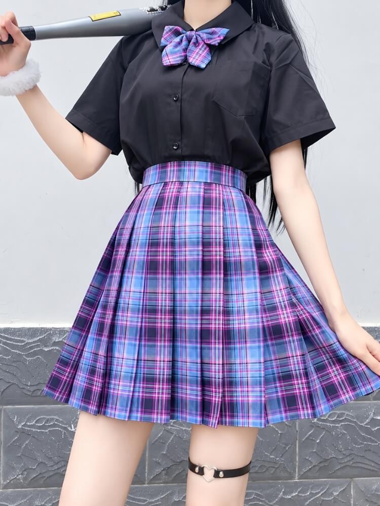 Berry Pleated Mini Skirt