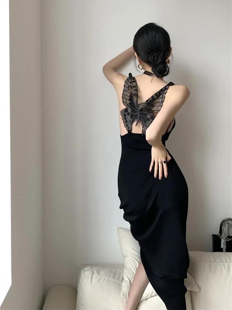Black Butterfly Back Midi Dress - Litlookz Studio Black Butterfly Back Midi Dress - Litlookz Studio