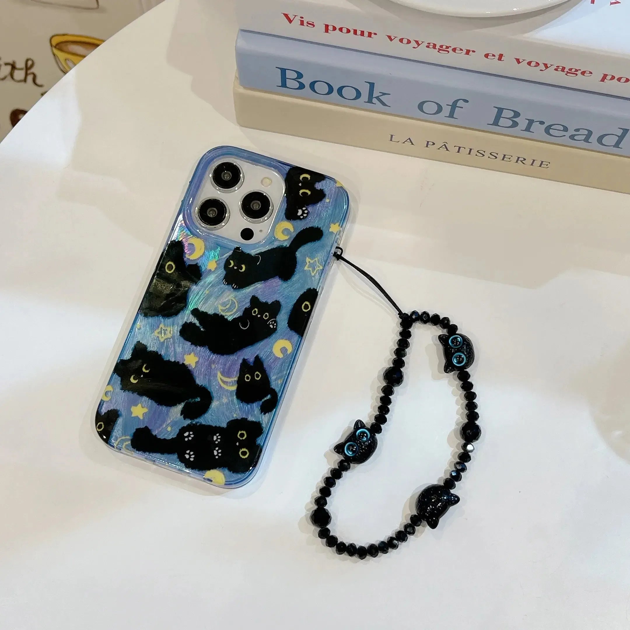 Black Cat Phone Case with Charm