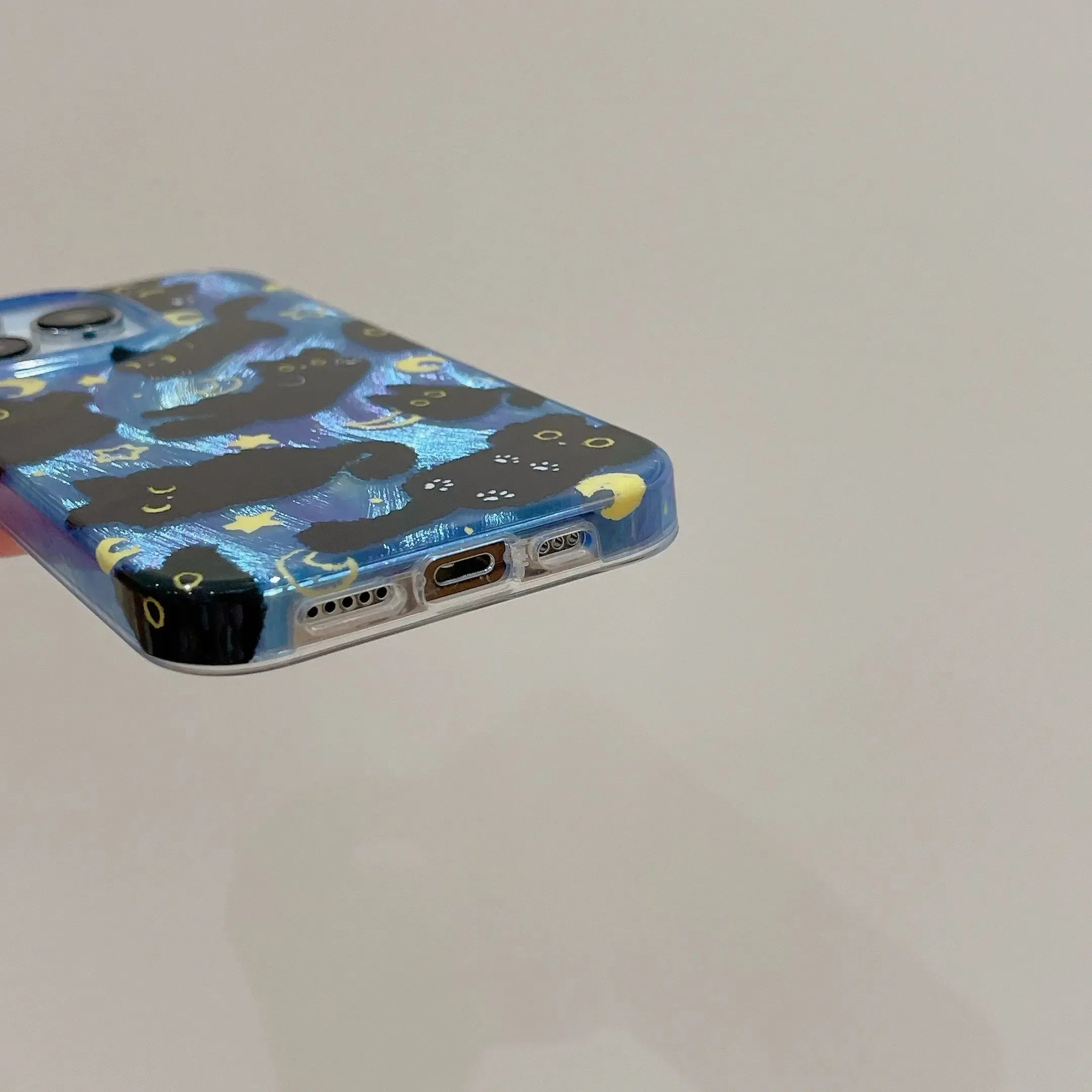 Black Cat Phone Case with Charm