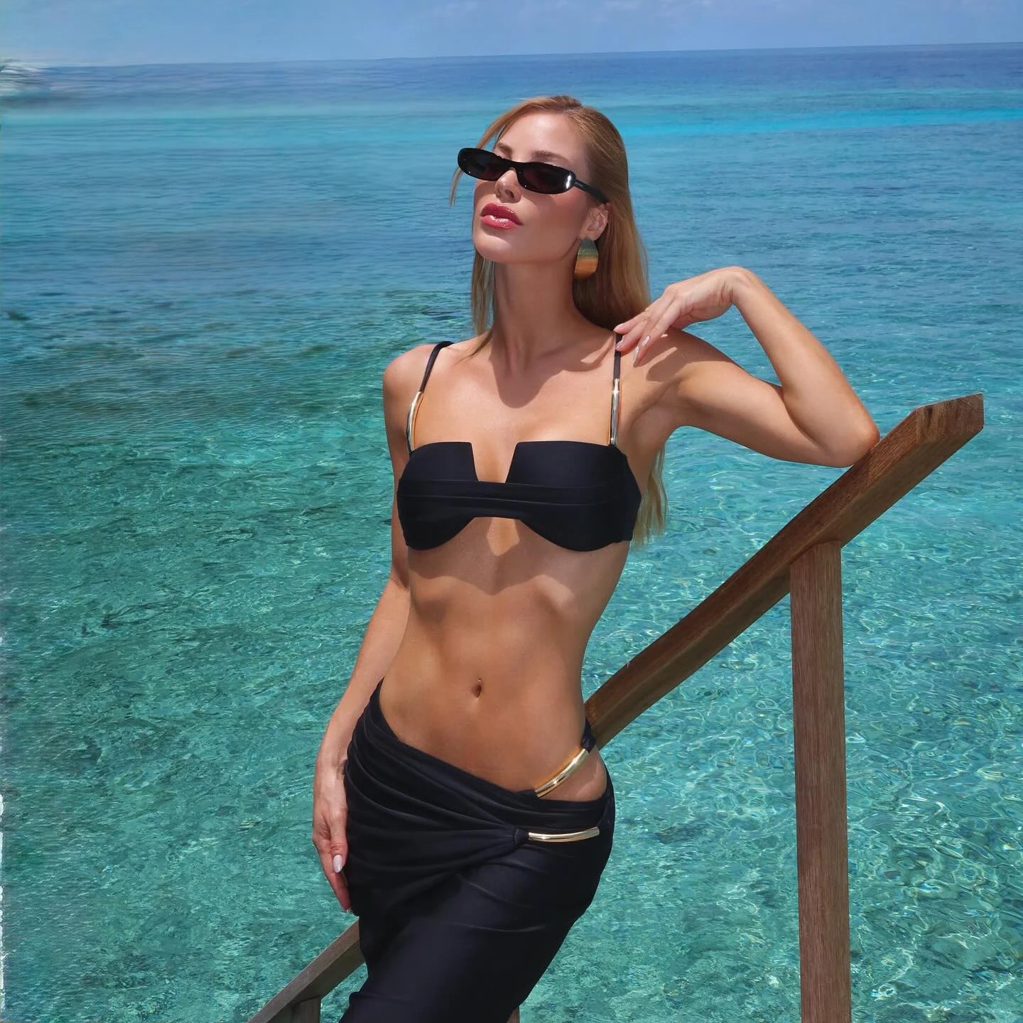 Black Draped Bikini Set