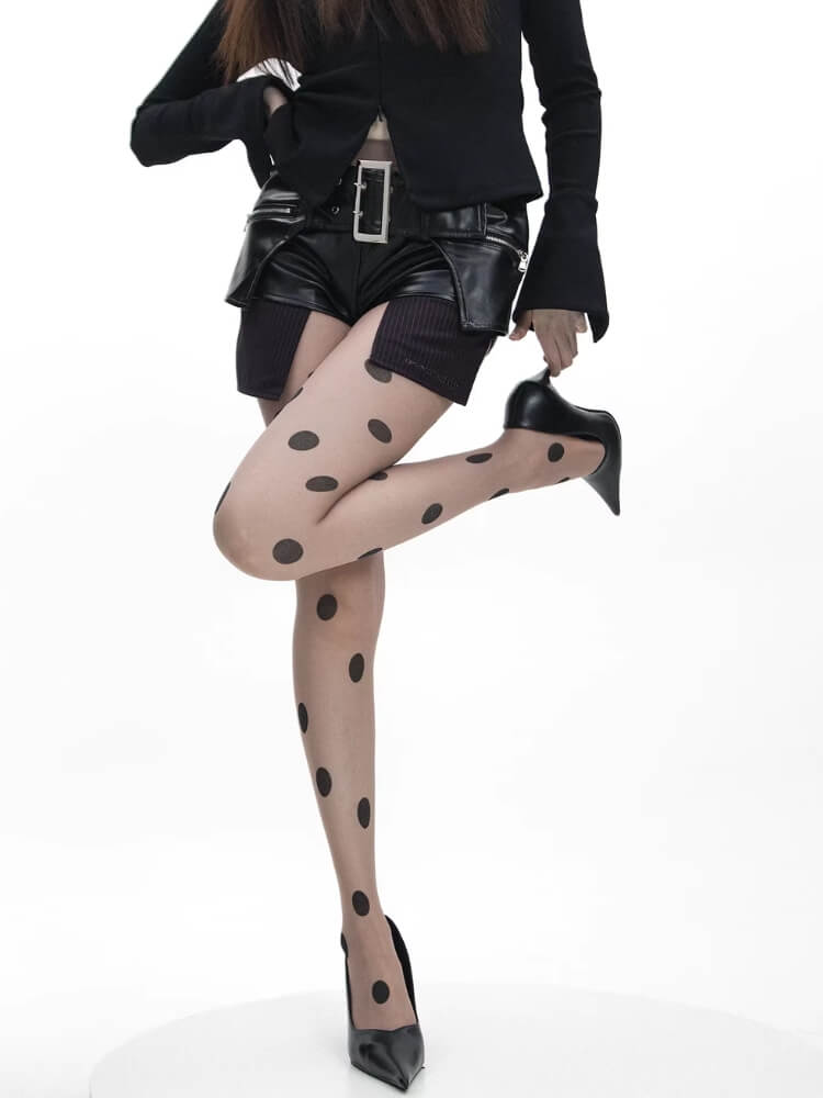 Black Polka Sheer Tights