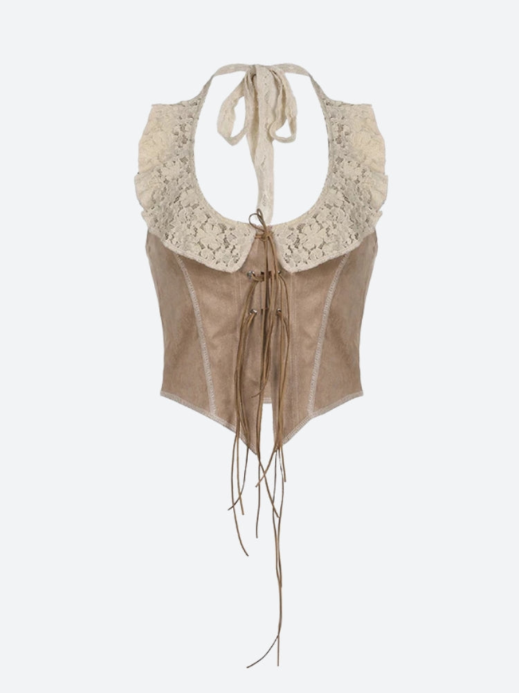 Boho Lace Up Top
