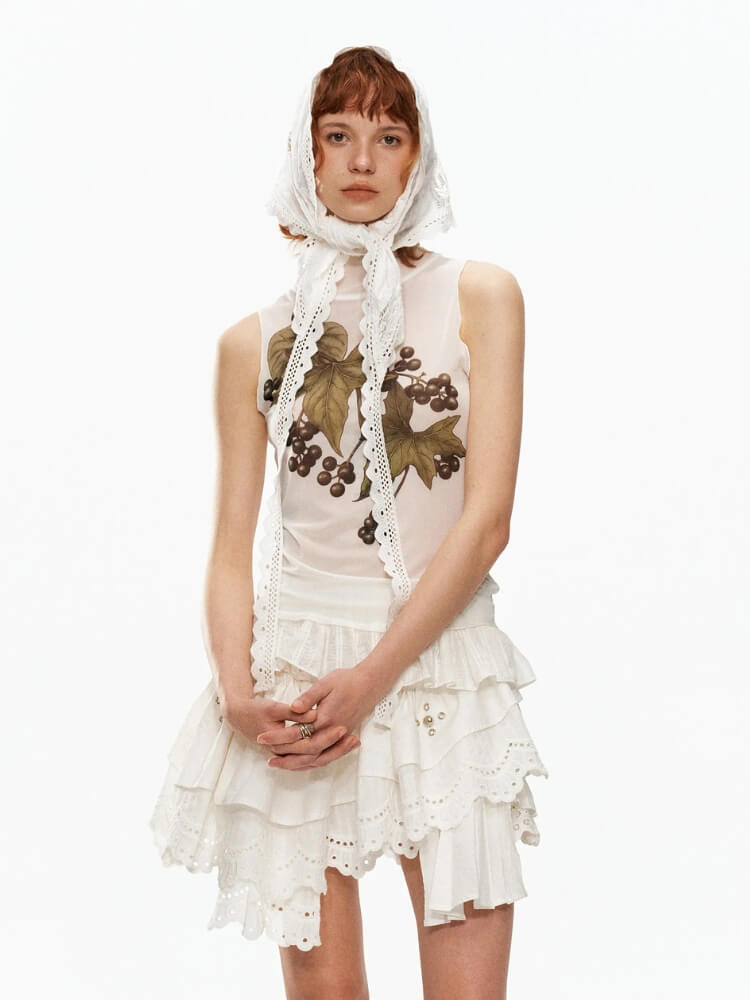 Botanical Mesh Top