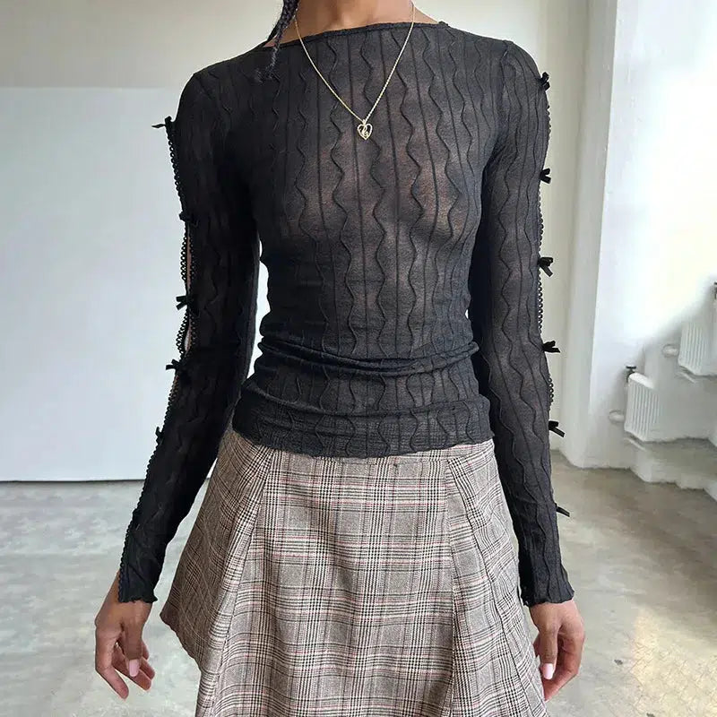 Bow Sleeve Sheer Top - Litlookz Studio