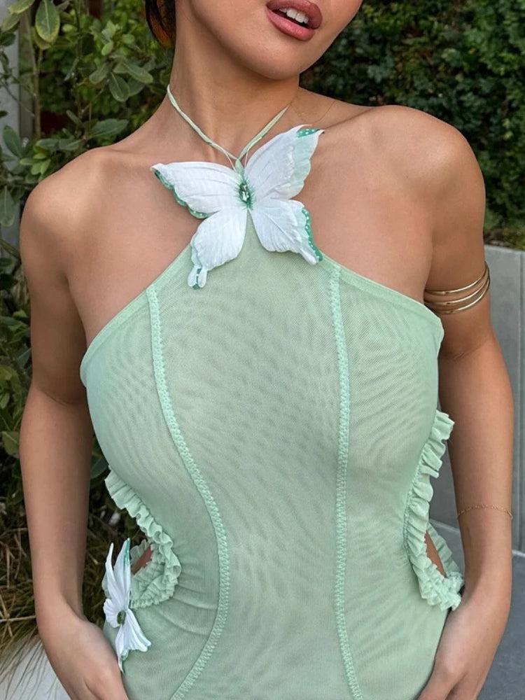 butterfly cut out dress AREA