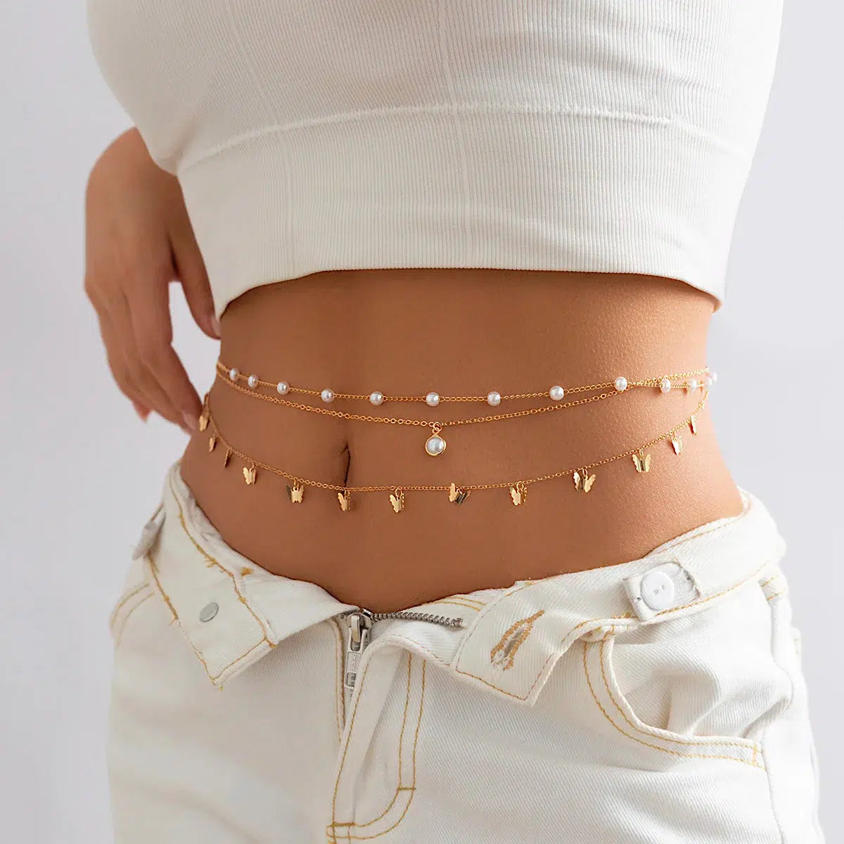 Belly Chain Code Butterfly Layered Beaded Belly Chain - Litlookz Studio