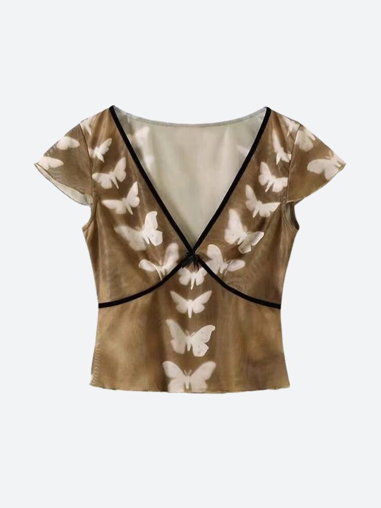 Butterfly V Neck Top