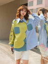 Buttoned Sleeved Patchwork Shirt