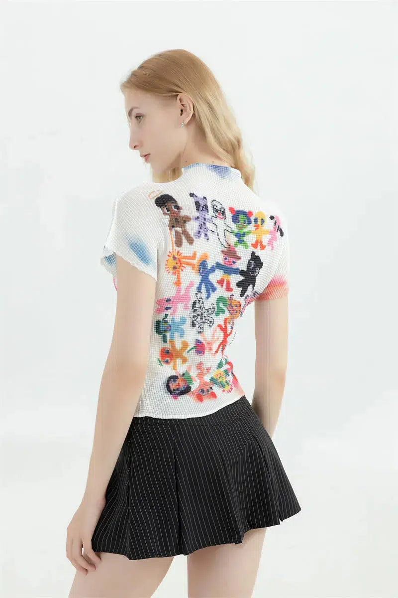 Cartoon Figures Printed Top