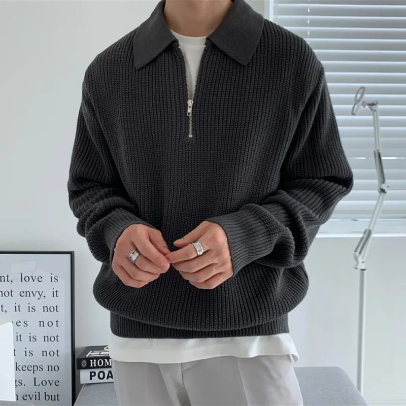 Casual Knit Quarter-Zip Sweater