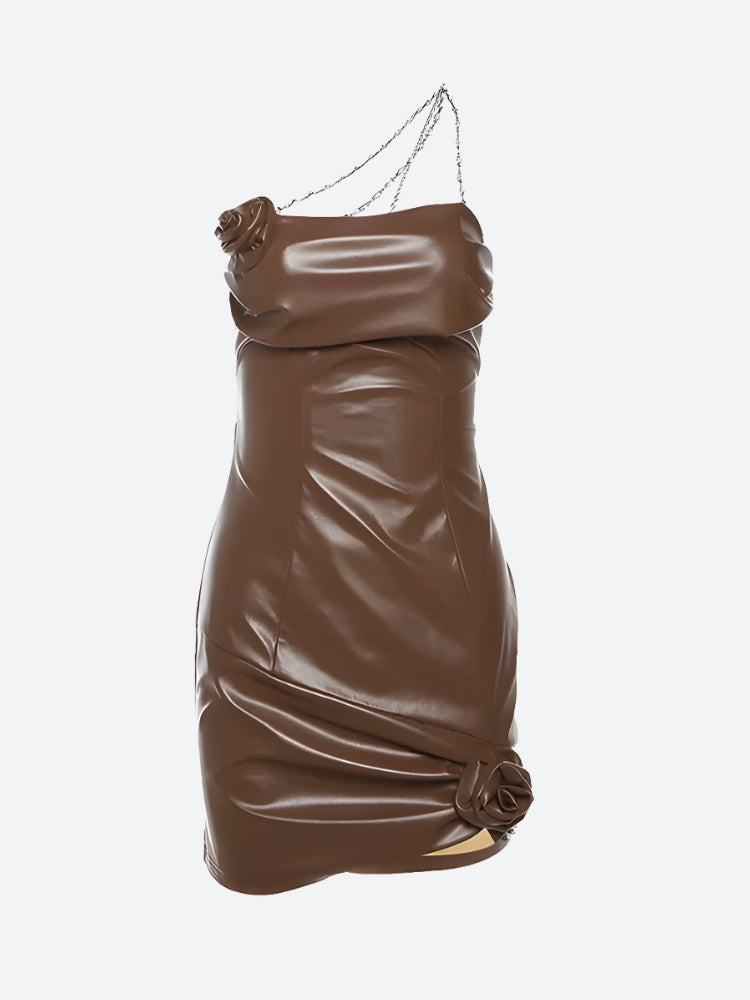 Chain Strap Faux Leather Mini Dress - Litlookz Studio