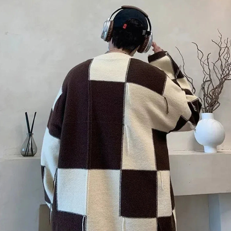 Checkered Knit Sweater