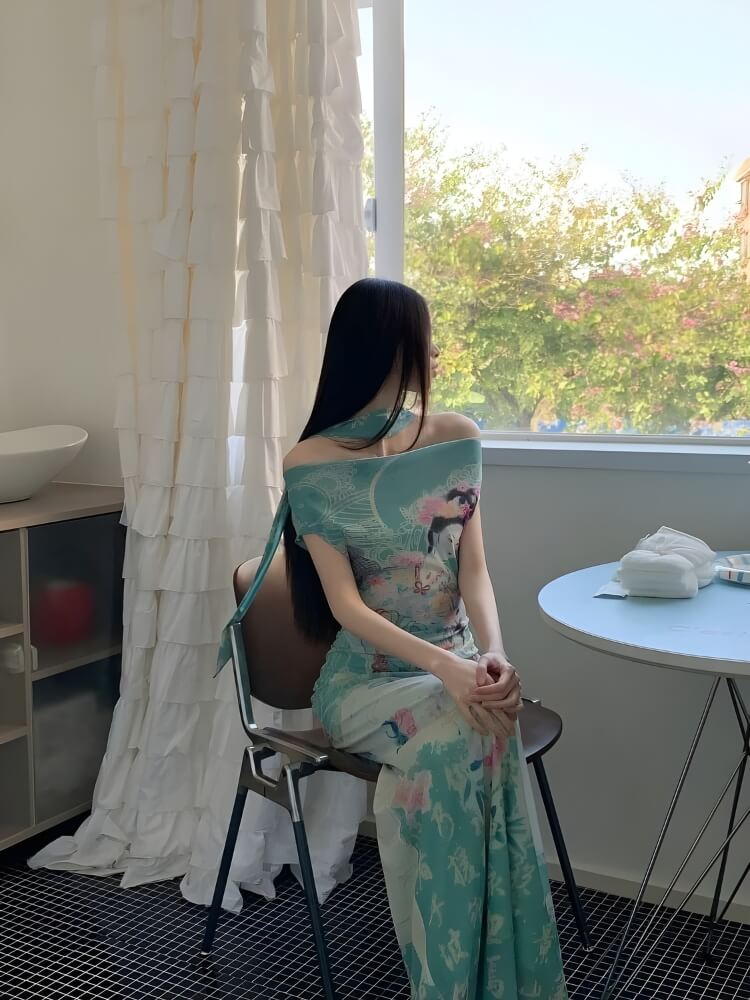 Chinese Art Maxi Dress