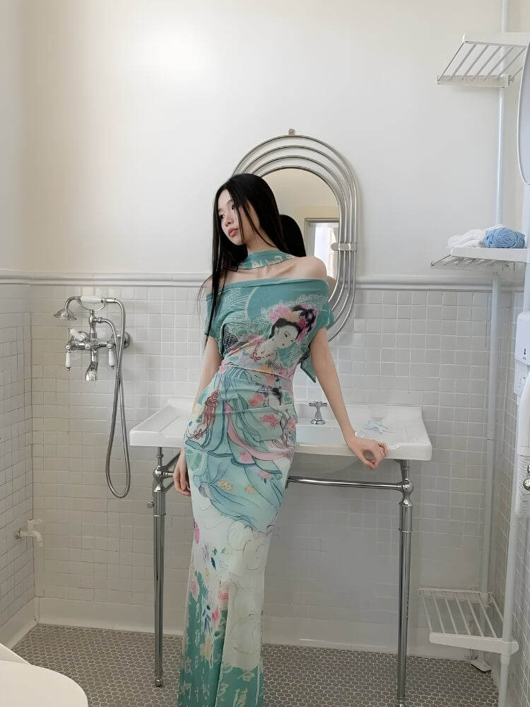 Chinese Art Maxi Dress
