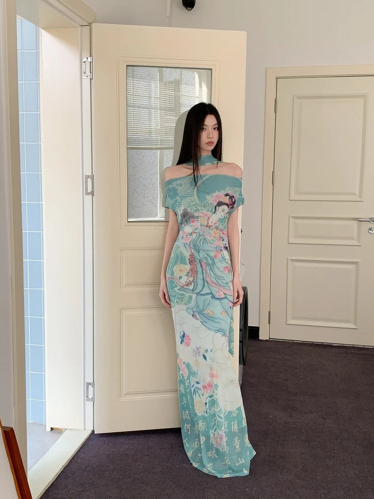 Chinese Art Maxi Dress