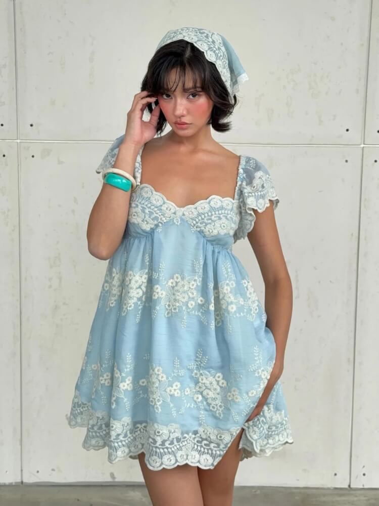 Cloud Babydoll Mini Dress