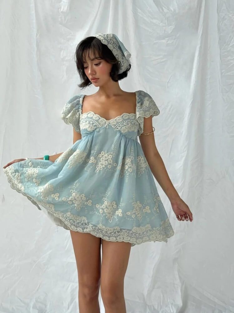 Cloud Babydoll Mini Dress