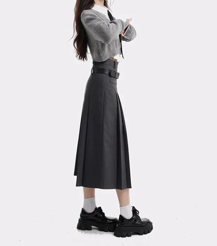 College Girl Pleated Midi Skirt