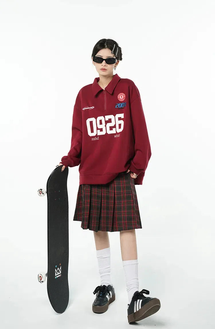 College Style A-Line Skater Midi Skirt