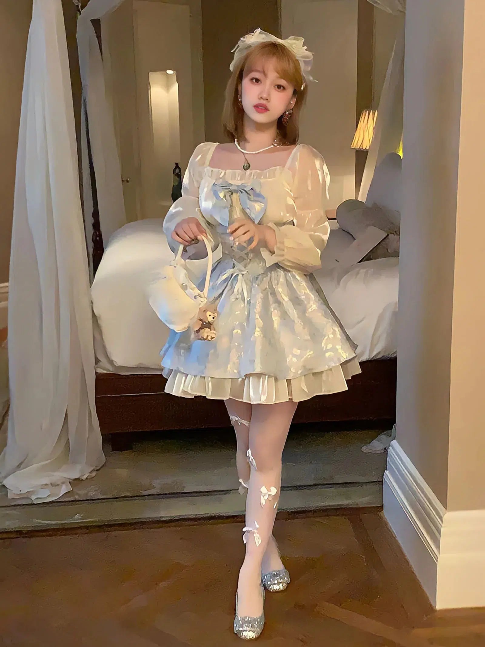 Coquette Bow Princess Mini Dress