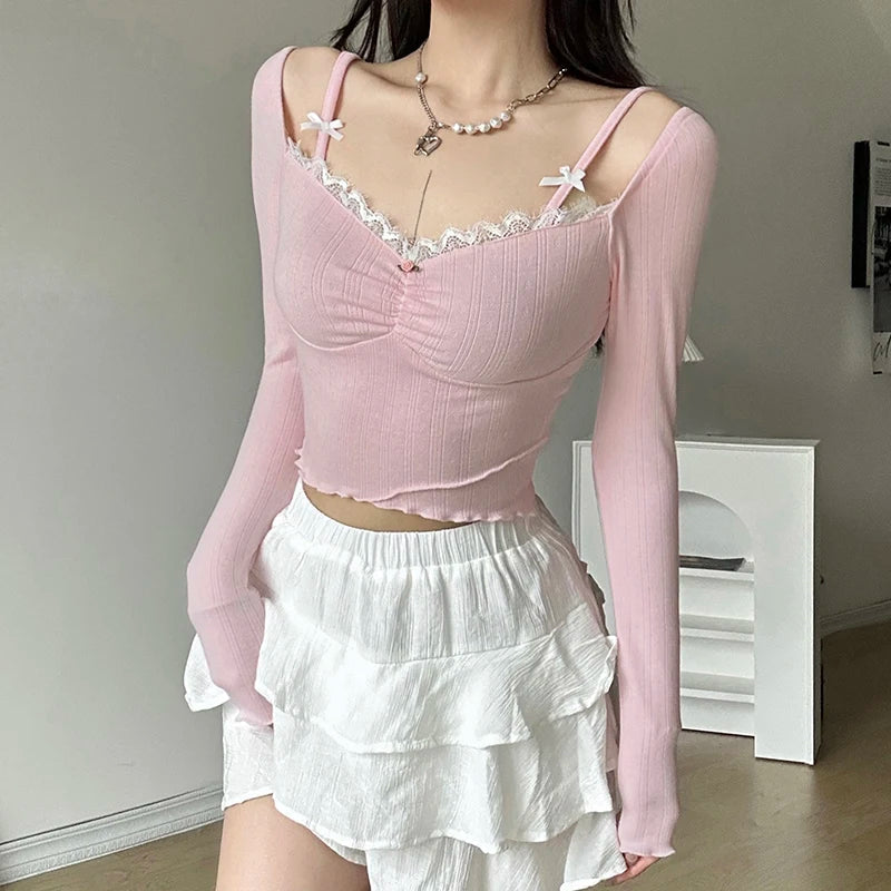 Coquette Bow Straps Ruched Top - Litlookz Studio
