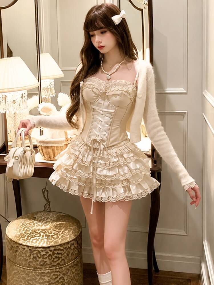 Coquette Corset & Ruffle Skirt Set