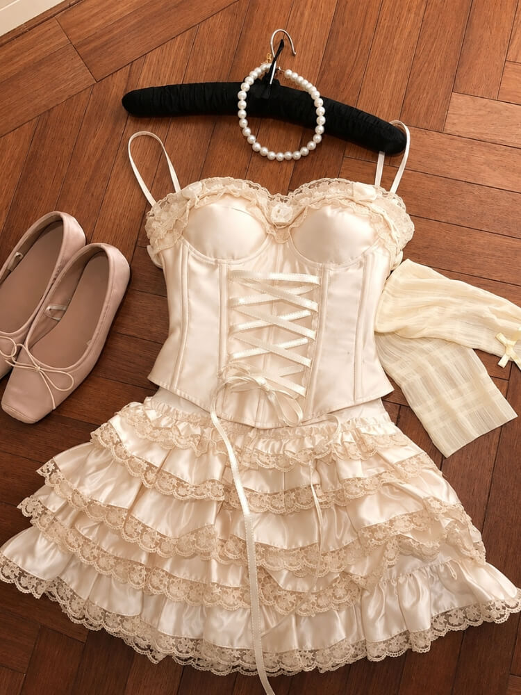 Coquette Corset & Ruffle Skirt Set