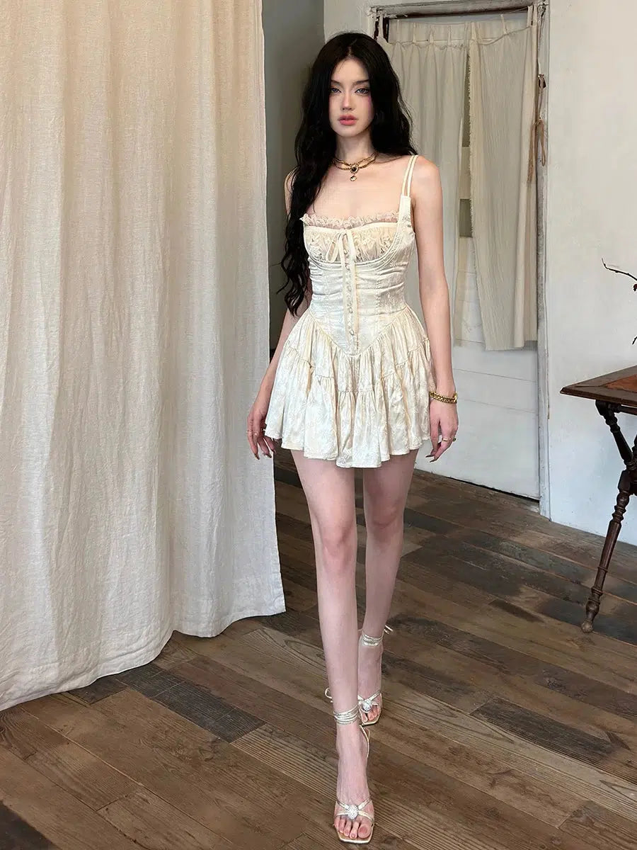 tea length ivory lace wedding dress Long Sleevess V neck Ivory Short Lace Summer Wedding Dress main image 0