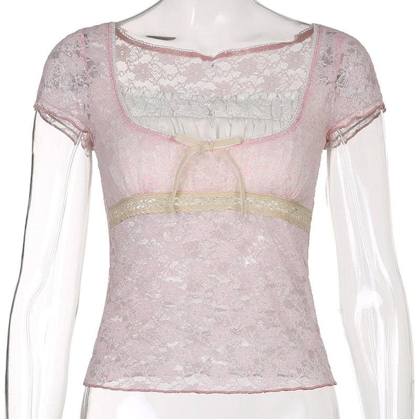 Babyhug Cotton Knit Full Sleeves Lace Detailed Top With Floral Printed Lounge Pants - Dark Pink & Blue main image 0