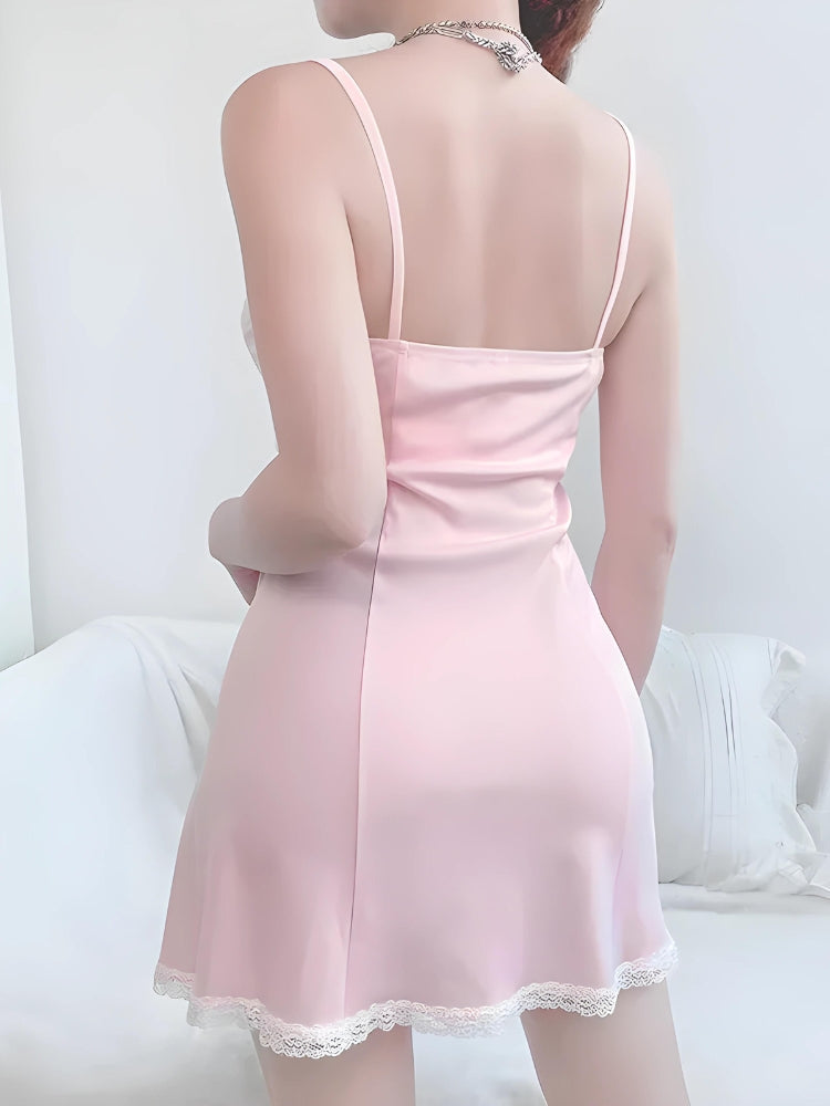 Coquette Lace Slit Mini Dress