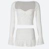Coquette Lace Top & Ruched Mini Skirt Two Piece Set