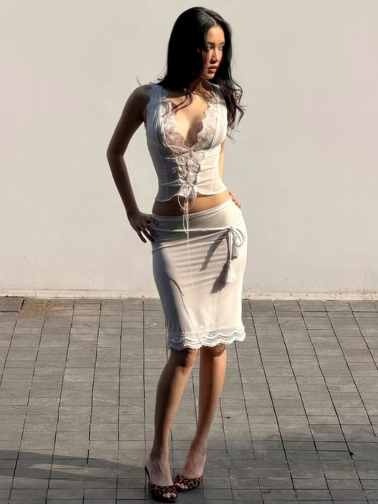 Coquette Lace Top & Skirt Set