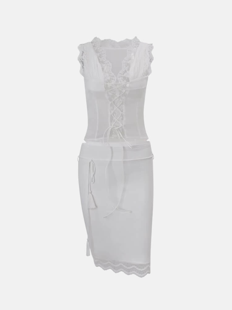 Coquette Lace Top & Skirt Set