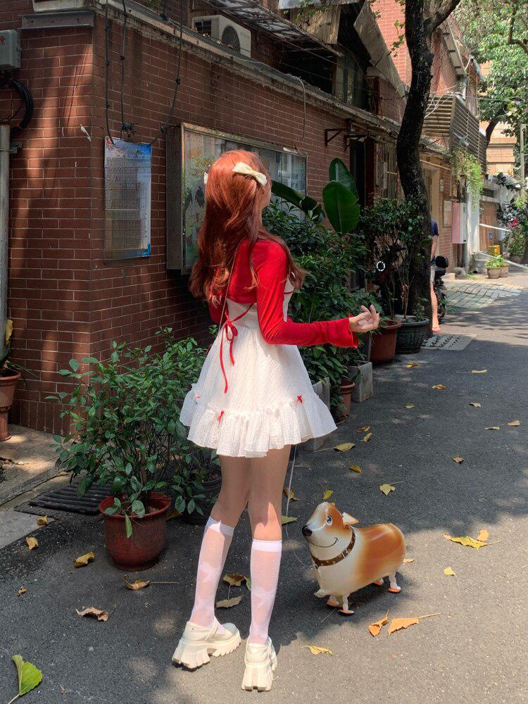 Coquette Mini Dress With Cardigan Litlookz Studio