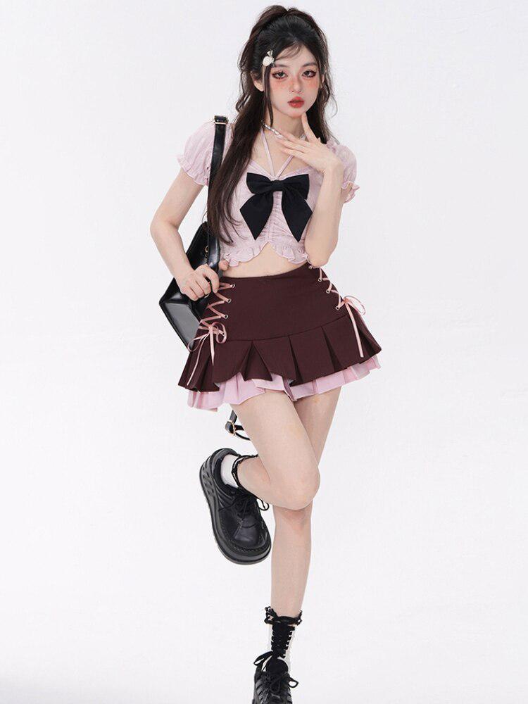 Coquette Mini Skirt With Top Two Piece Set