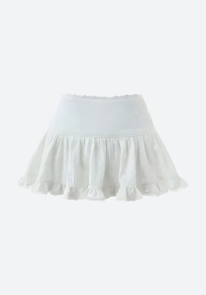 Coquette Ruffled Lace Mini Skirt